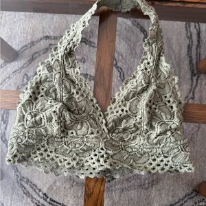 Aeropostale Lace Halter Bralette in Sage
